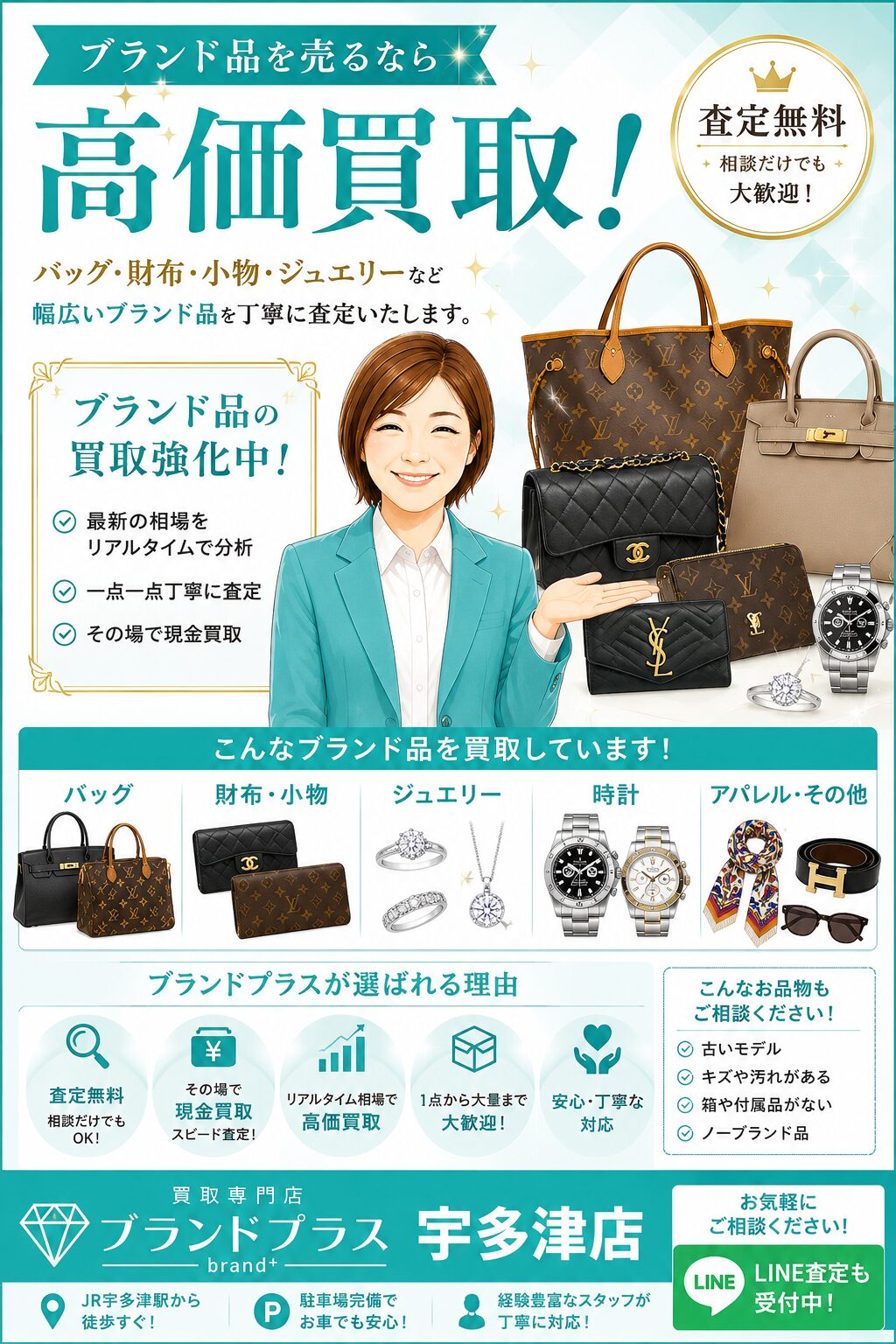 ブランドバック・時計・小物の相場は日々変動 まずはリアルタイム相場をチェック！ 【買取専門店ブランドプラス宇多津店】へ高価買取安心の買取専門店【公式】